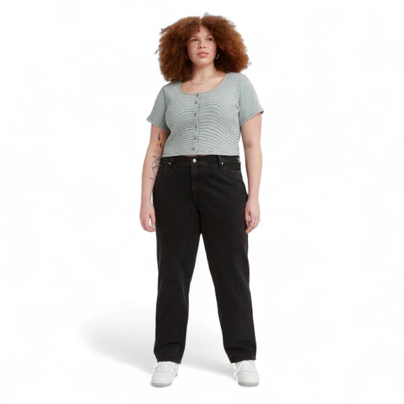 Levi's 94 Baggy Jeans Womens Plus Size 16W Black Stonewash Mid Rise Straight Leg - Picture 2 of 12